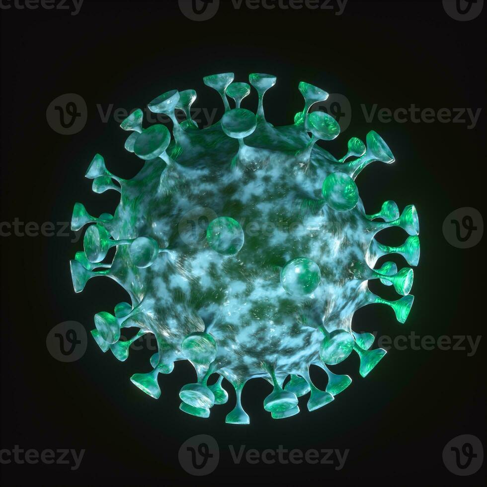 spridda korona virus med mörk bakgrund, 3d tolkning foto