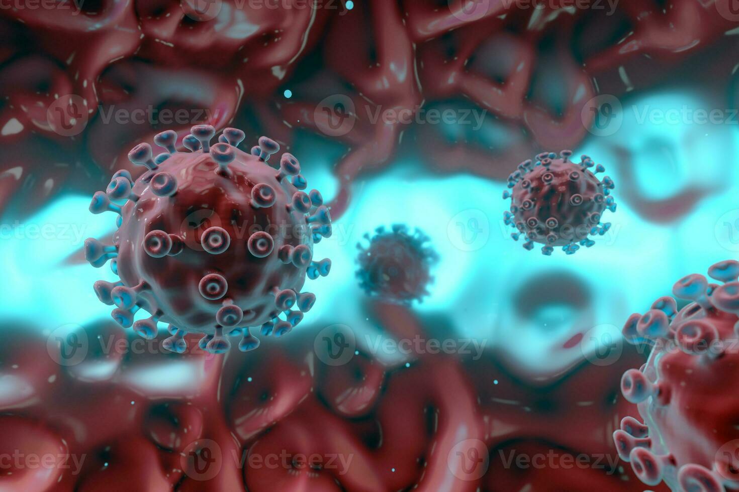 coronavirus och infektion, medicinsk begrepp, 3d tolkning. foto