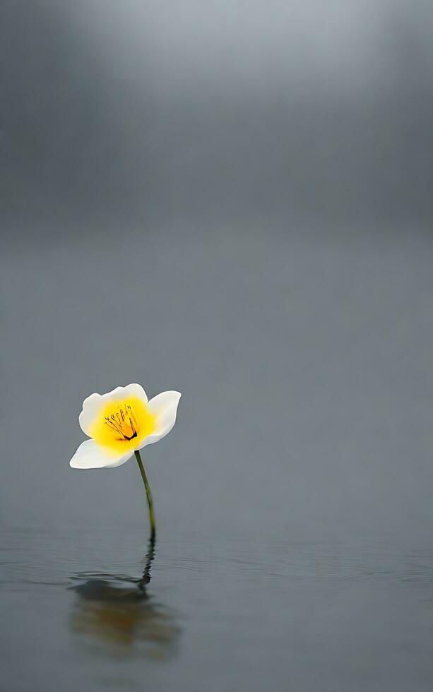 skön enda blomma på grå bakgrund. ai generativ foto