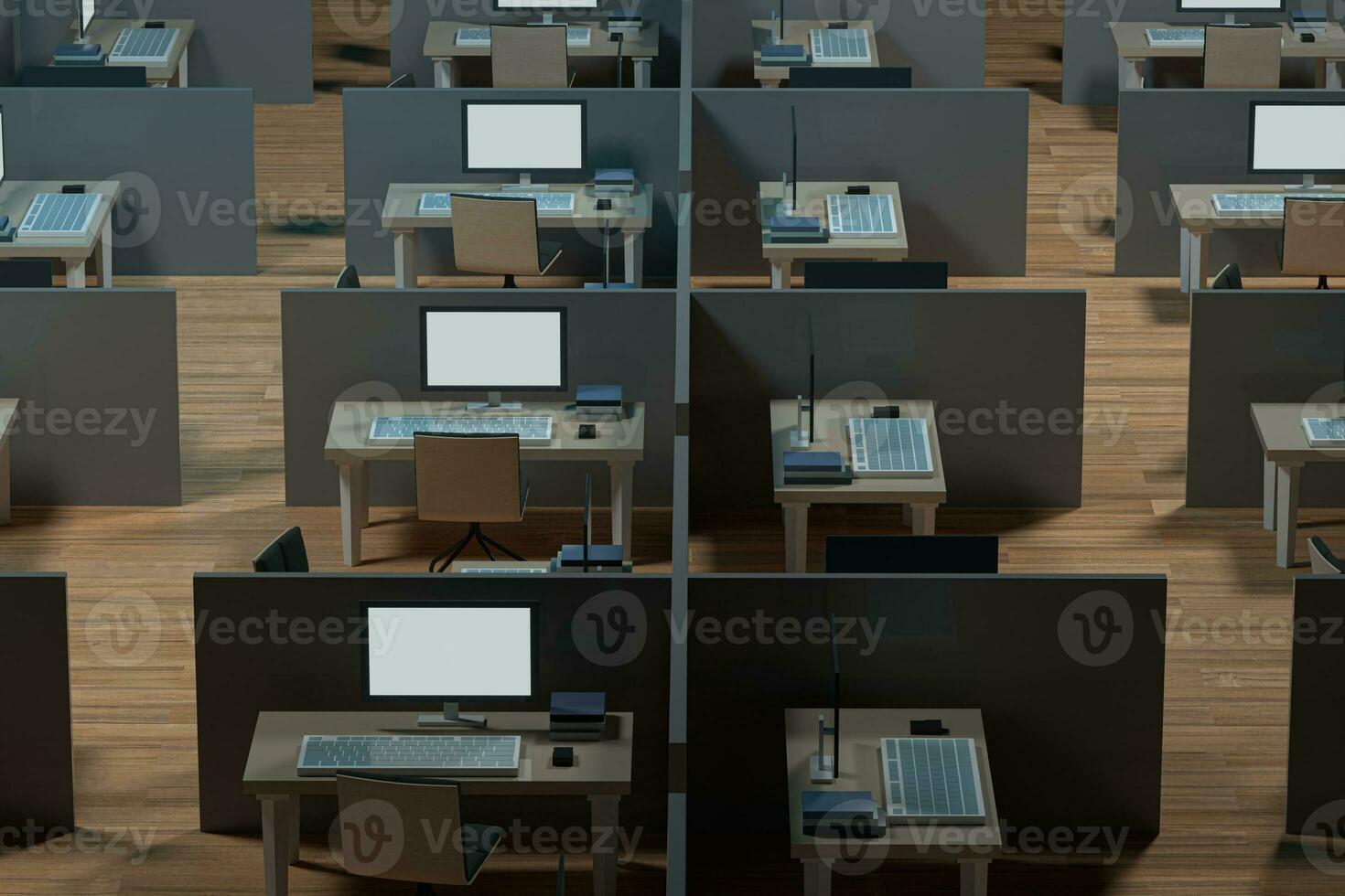 kontor modell med trä- golv, abstrakt befruktning, 3d tolkning. foto