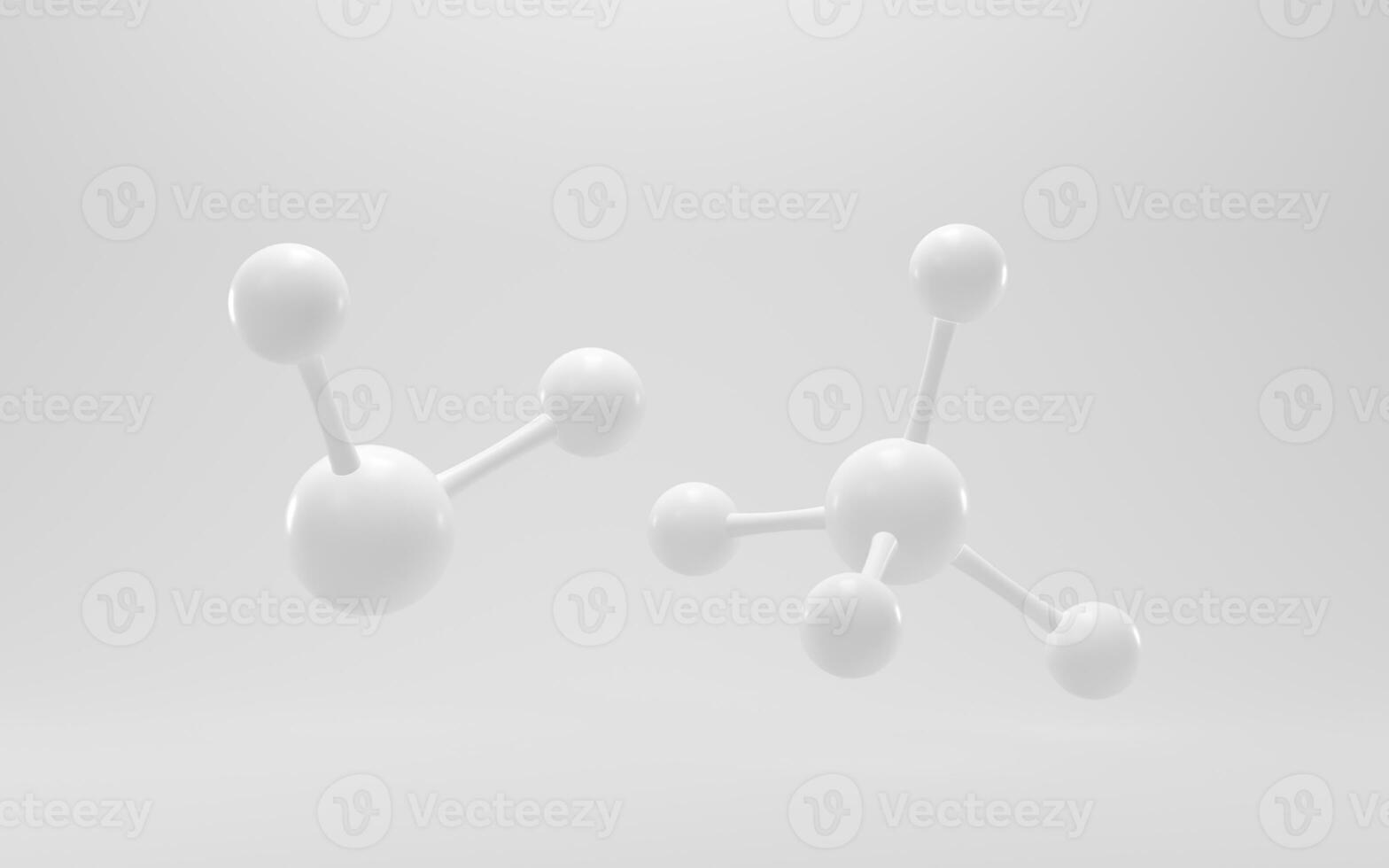 enkelhet kemisk molekyl med vit bakgrund, 3d tolkning. foto