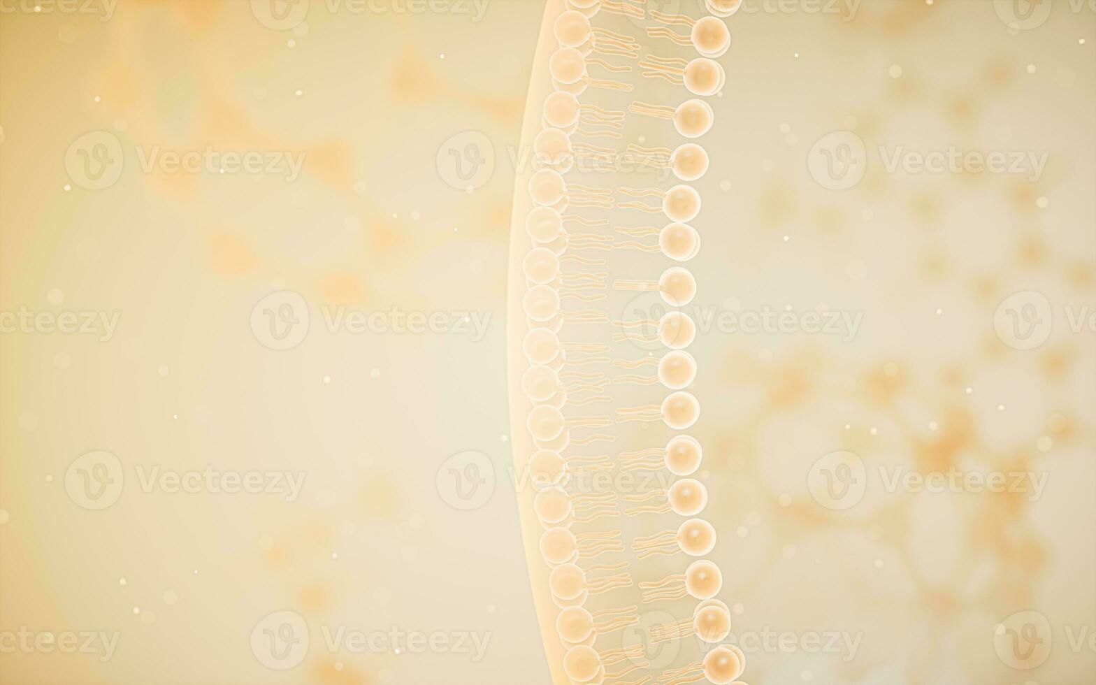 cell membran med gul bakgrund, 3d tolkning. foto
