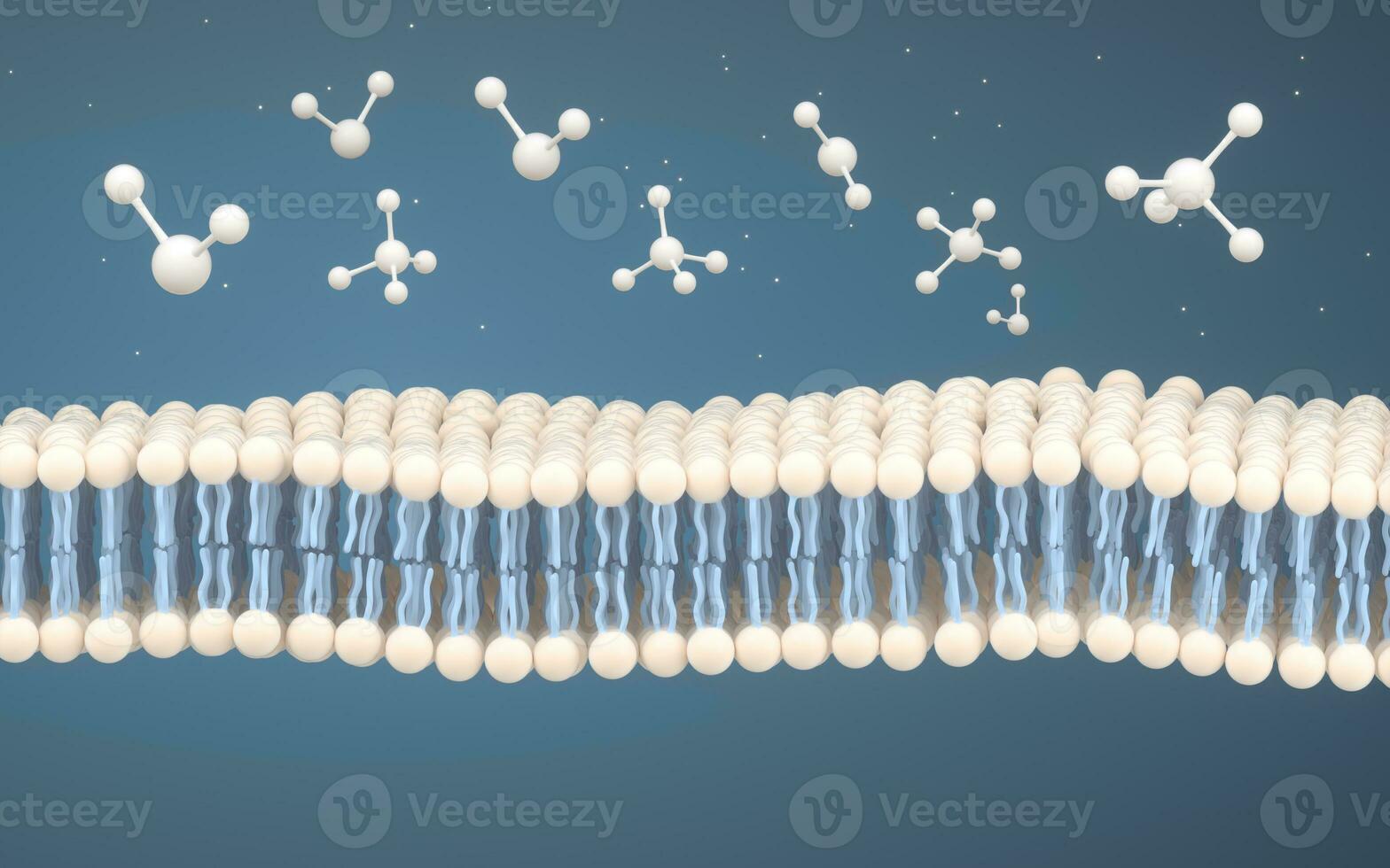 cell membran och molekyler, 3d tolkning. foto