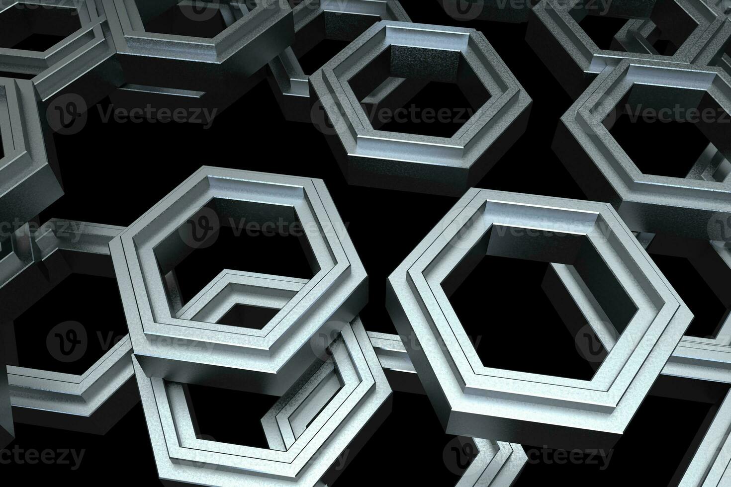 3d tolkning, mörk hexagonal bakgrund, sci-fi bakgrund foto