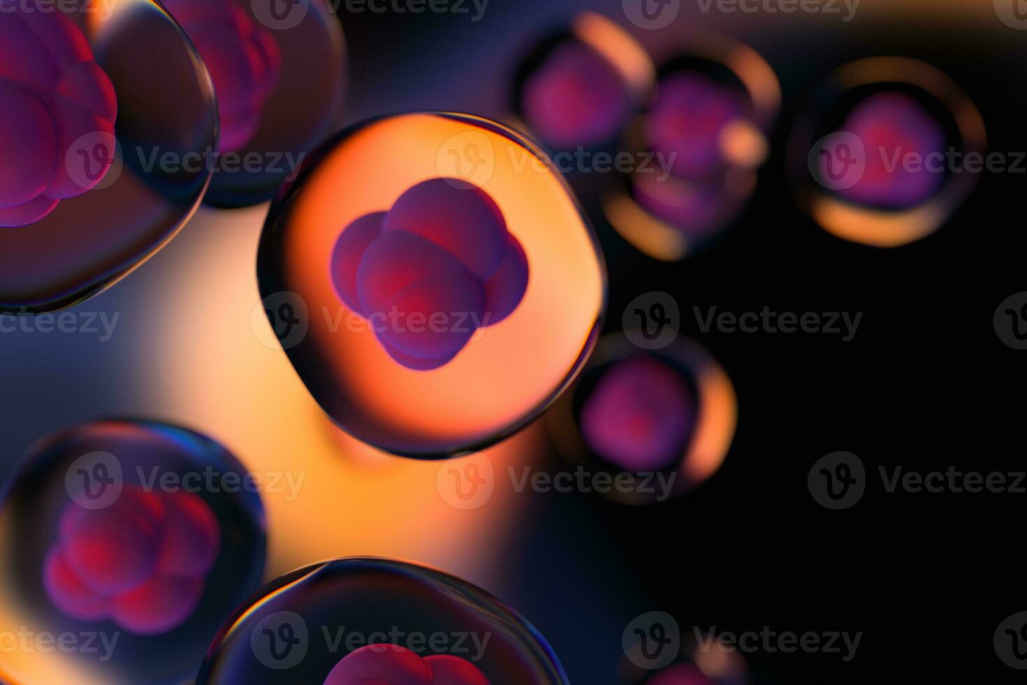färgrik bakgrund och celler, de begrepp av bioteknik, 3d tolkning foto