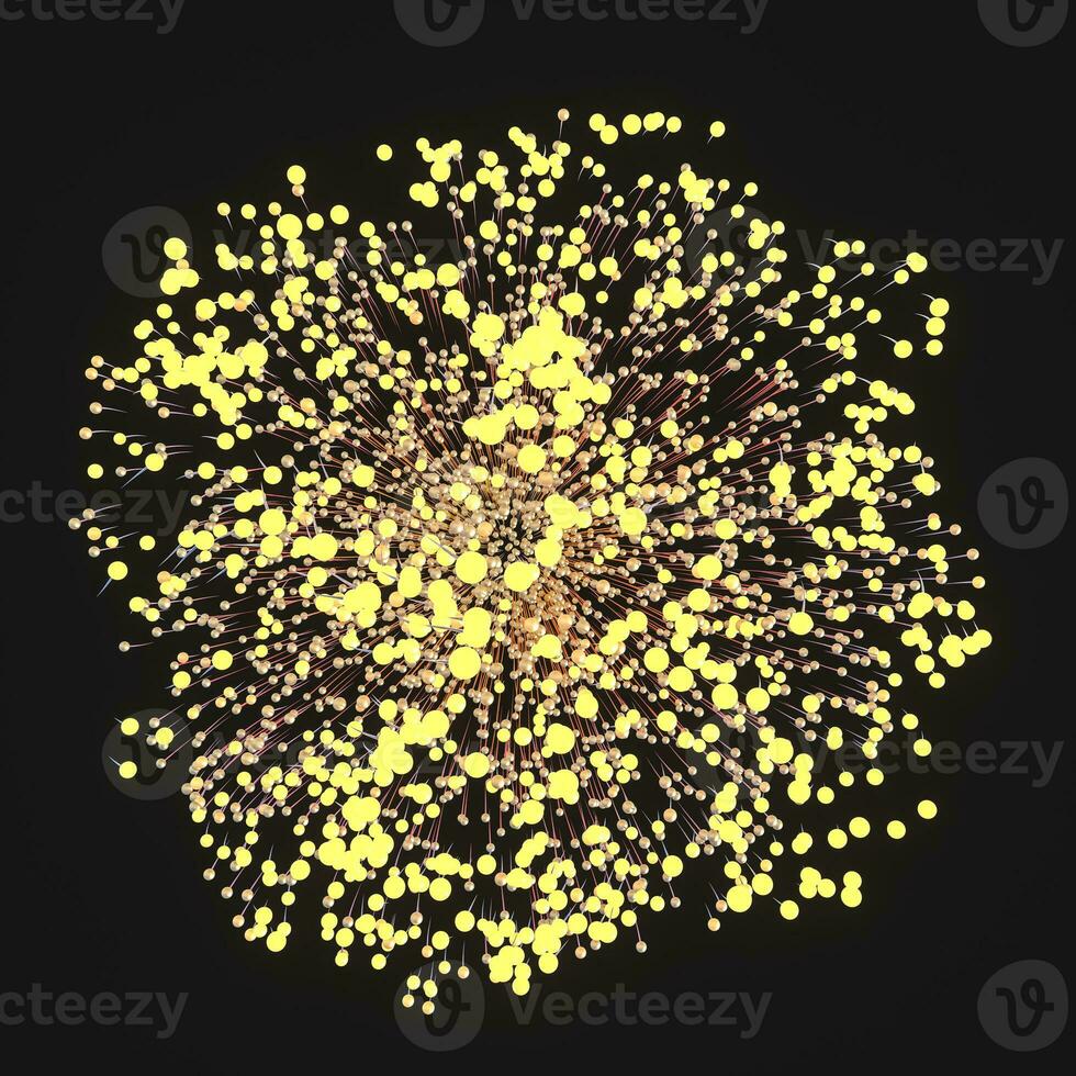 lysande gul rader och prickar med mörk bakgrund, 3d tolkning. foto