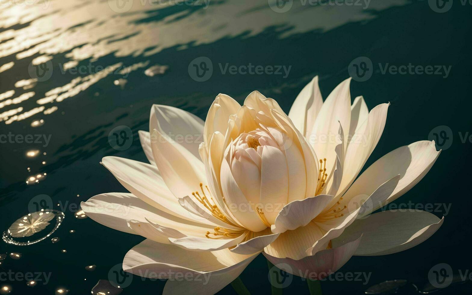 de utsökt rosa lotus blomma nedsänkt i lugn ai genererad foto