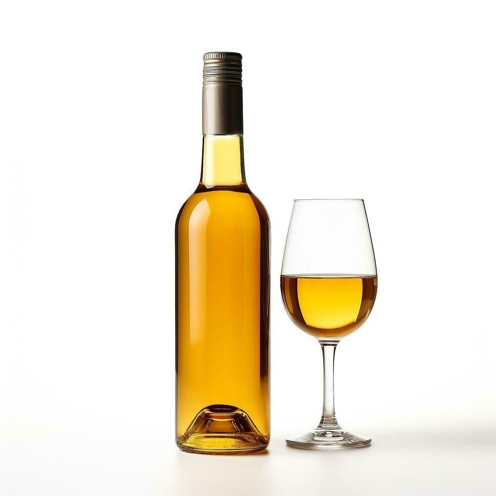 en flaska av efterrätt vin isolerat på vit bakgrund foto