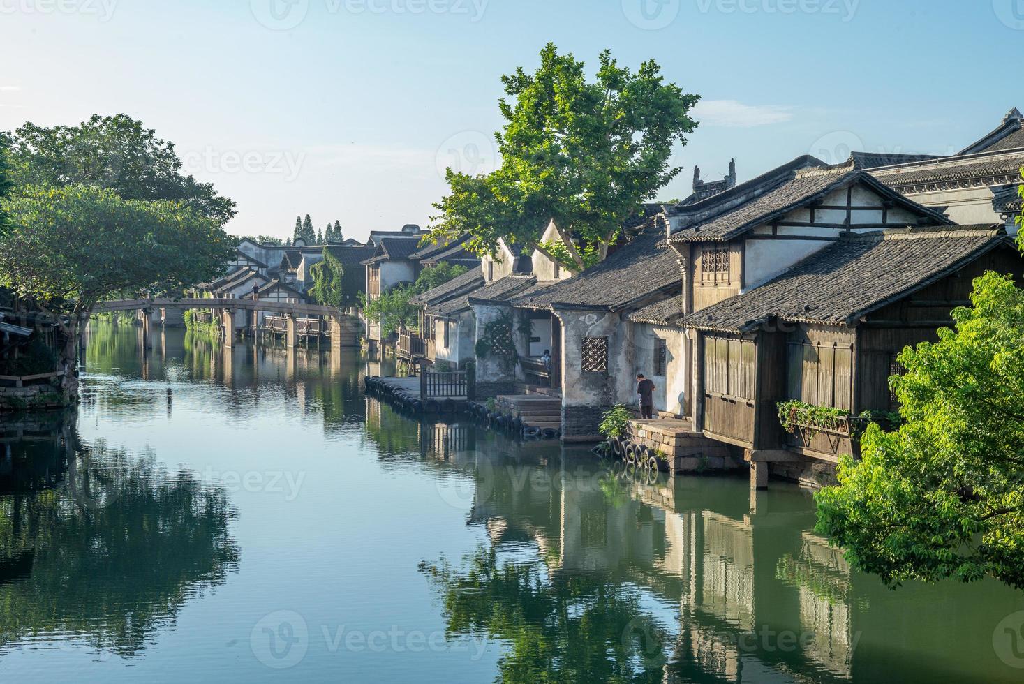 stadsbild av wuzhen, en historisk naturskön stad i Kina foto