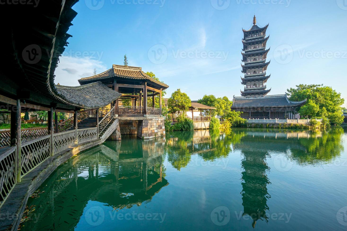 bailian tempel i wuzhen, en historisk naturskön stad i Kina foto