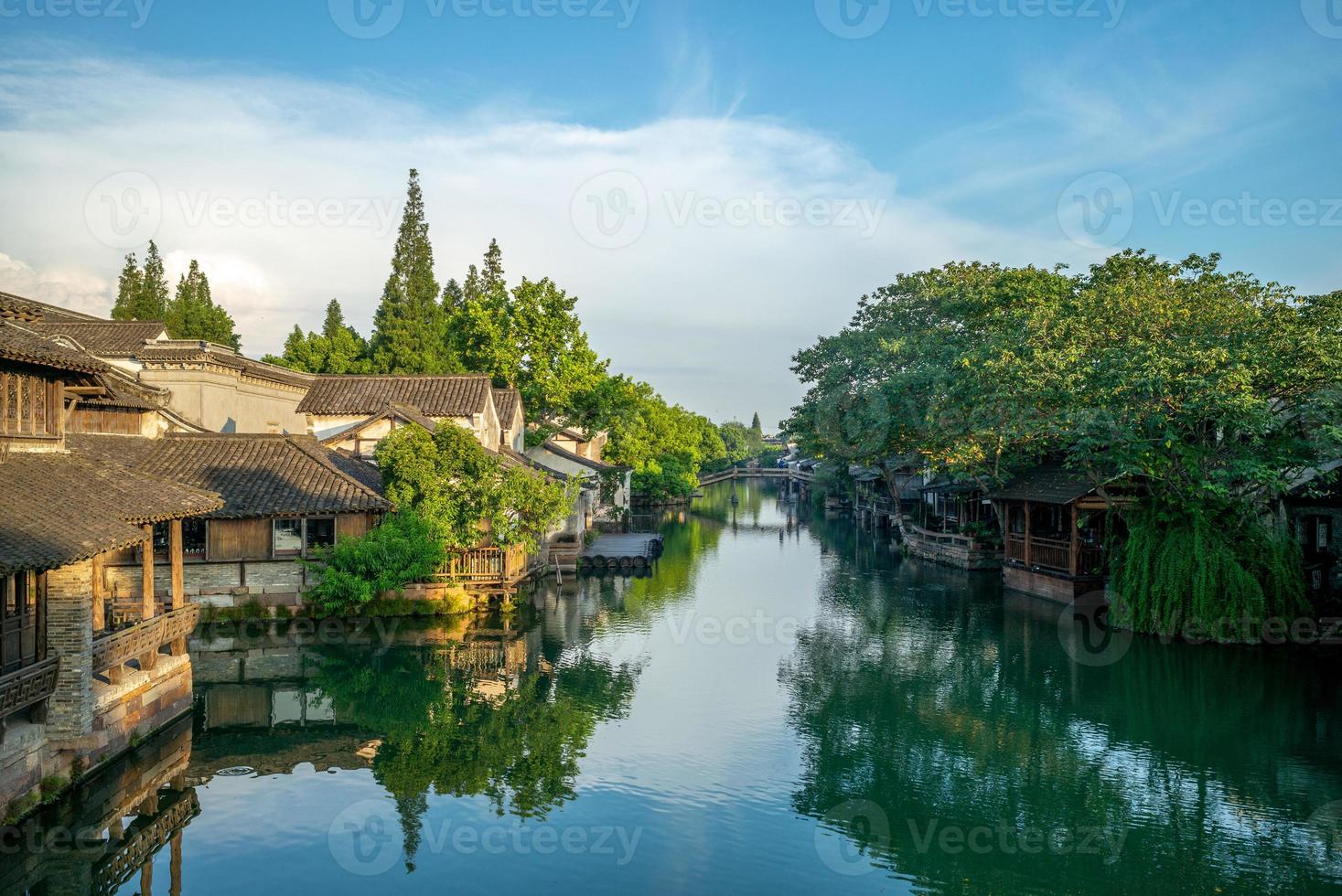 stadsbild av wuzhen, en historisk naturskön stad i Kina foto