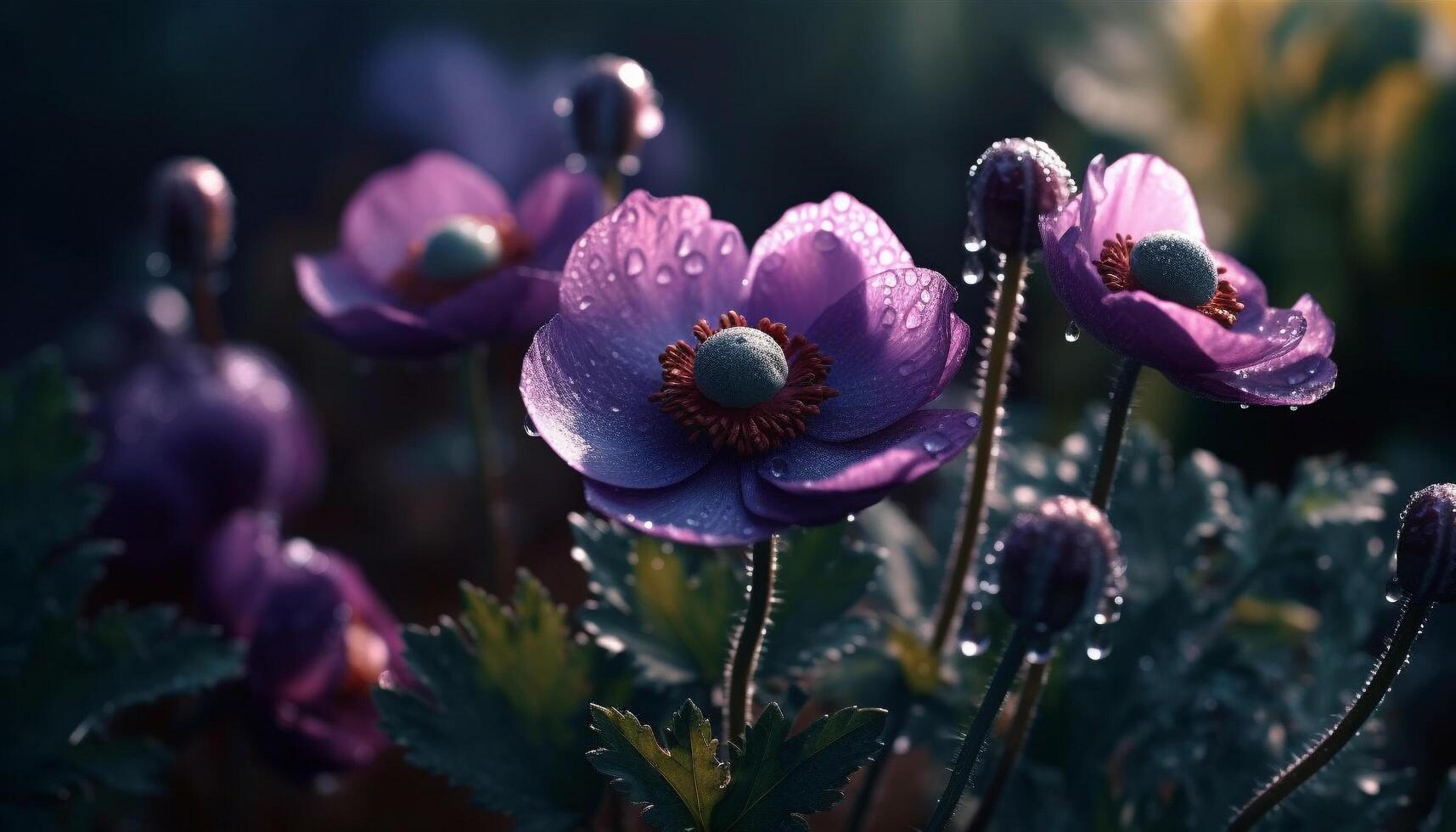 en vibrerande lila blomma blommar i de äng, visa upp natur skönhet genererad förbi ai foto