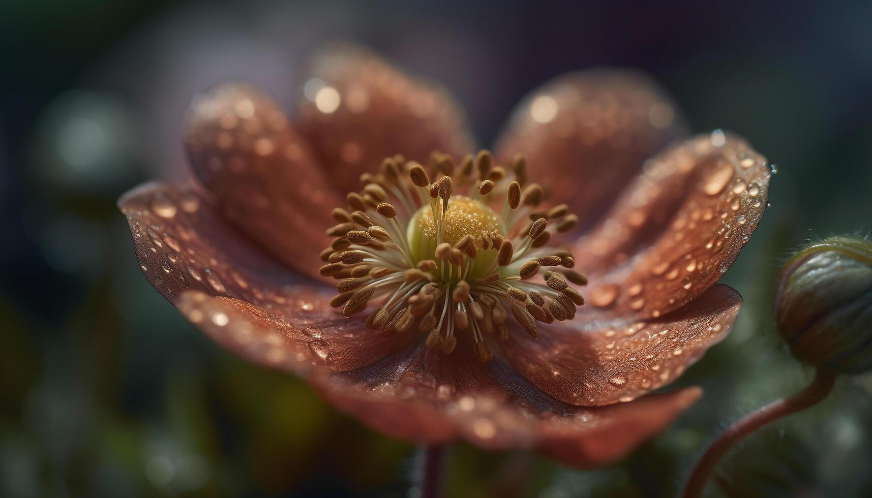 stänga upp av en gul tusensköna, en symbol av naturlig skönhet genererad förbi ai foto