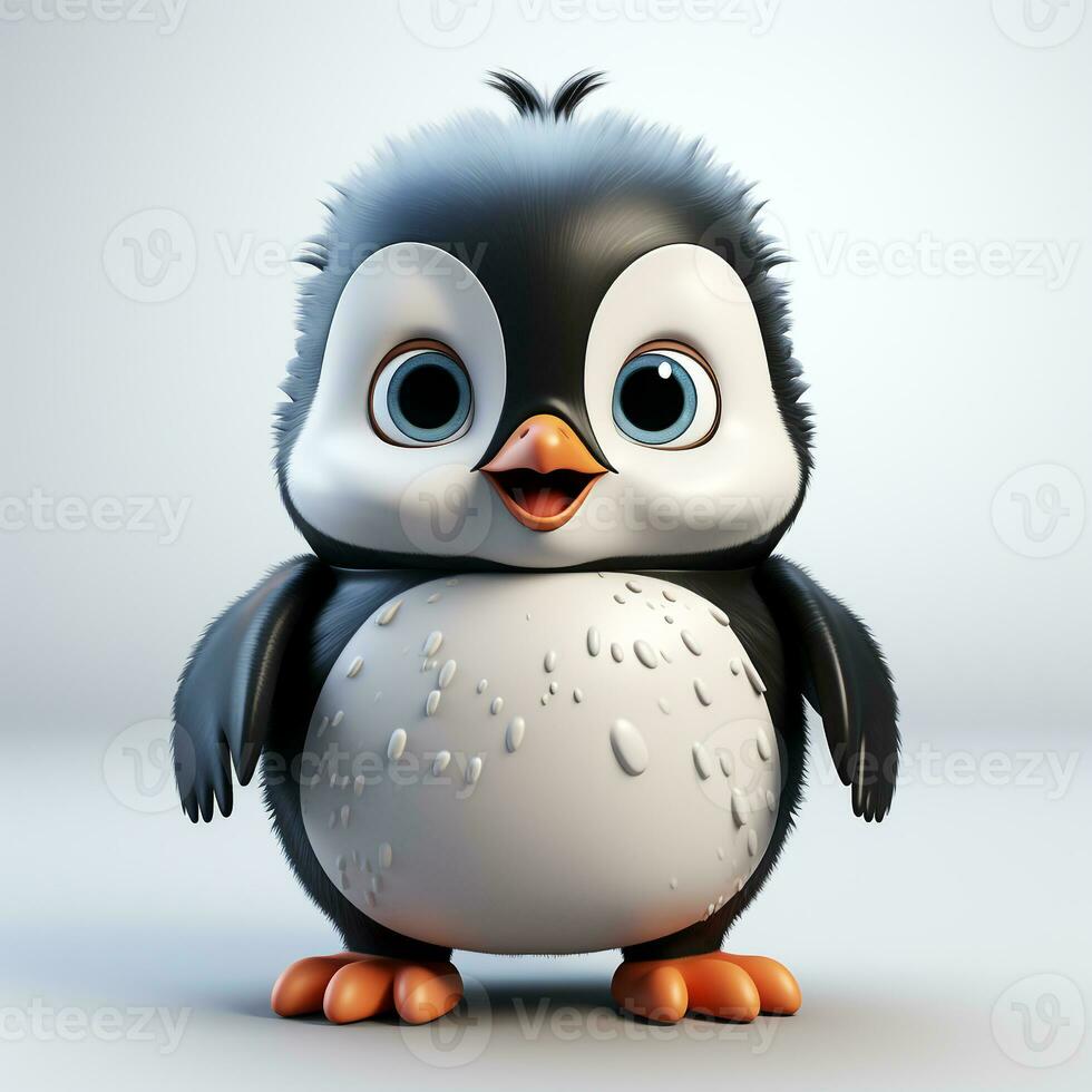 söt pingvin djur- med vit bakgrund foto