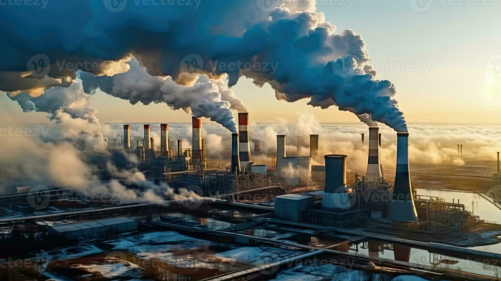 clearing de himmel - bekämpande industriell förorening och luft kvalitet - generativ ai foto