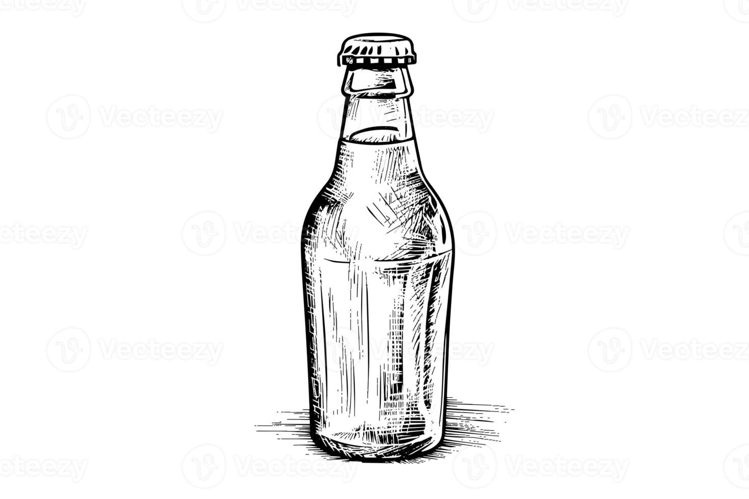 glas flaska av soda. bläck skiss av cola hand dragen årgång vektor illustration foto