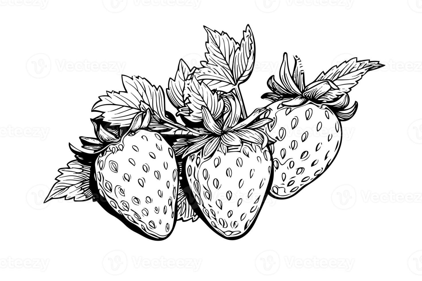 jordgubb i gravyr stil. design element för affisch, kort, baner, tecken. vektor illustration foto