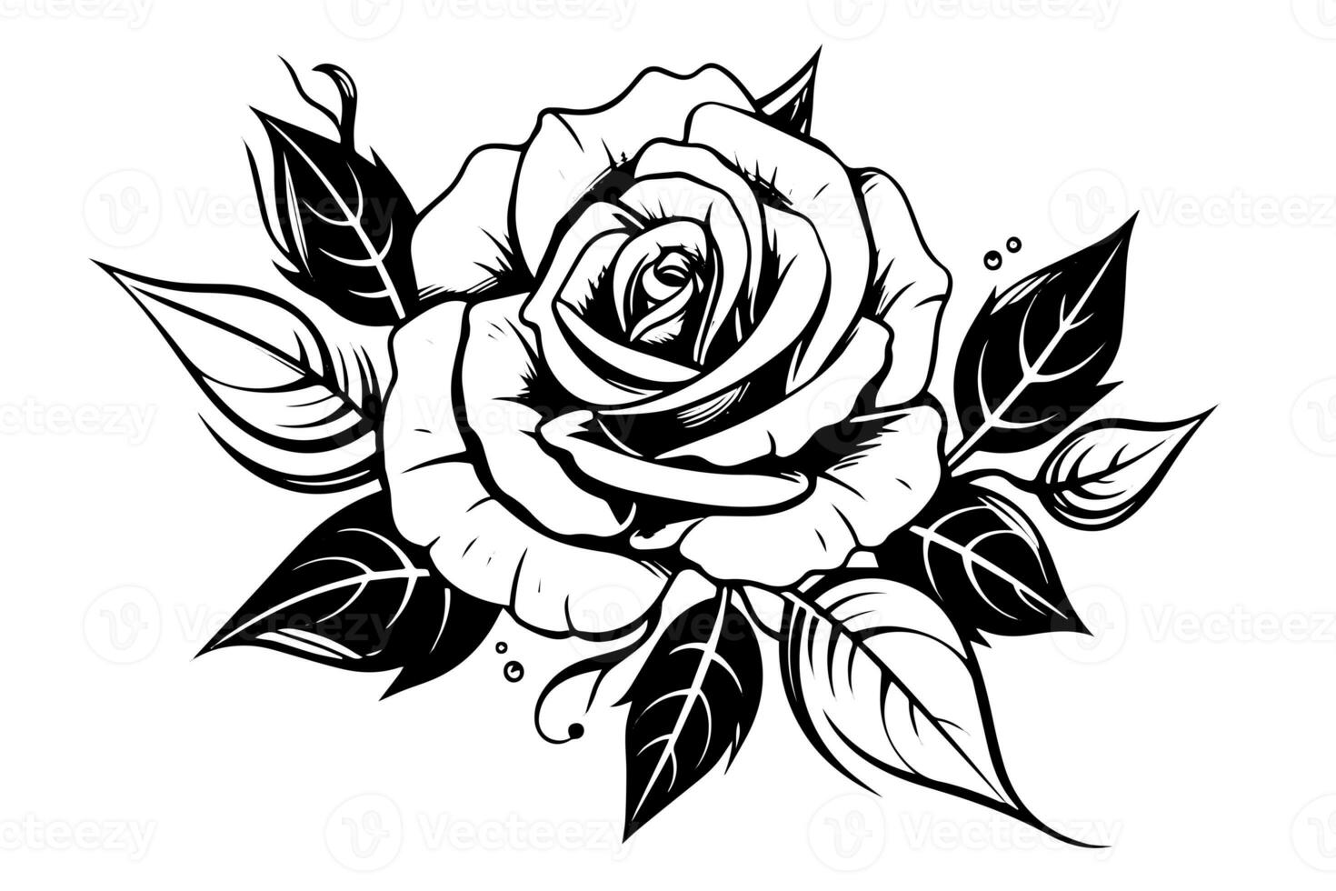 årgång reste sig blomma gravyr calligraphic .victorian stil tatuering vektor illustration foto