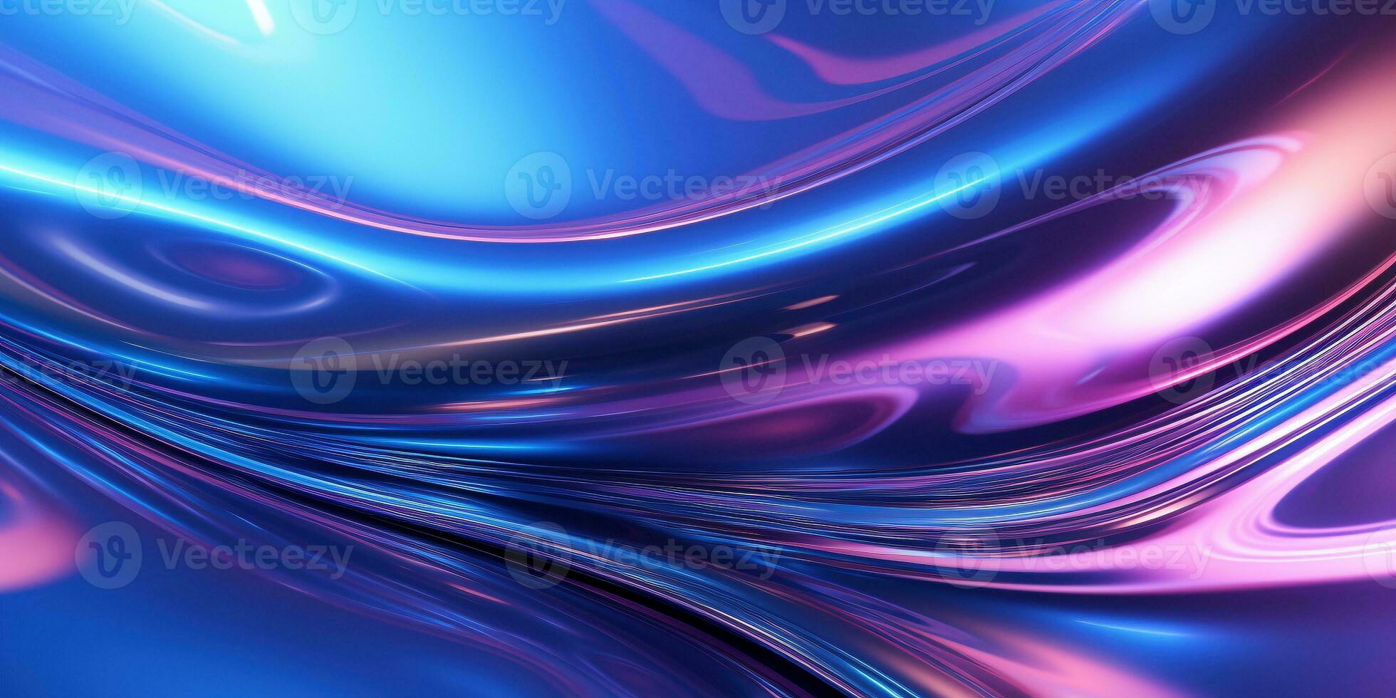 holografiska krom lutning vågor abstrakt bakgrund. flytande yta, krusningar, reflektioner. 3d framställa illustration. foto