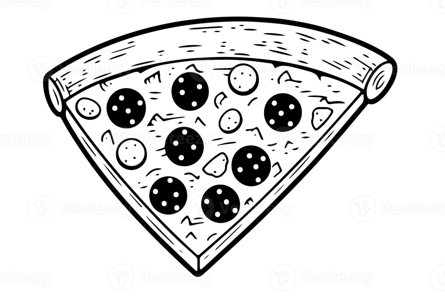 skiva av pizza älskare bläck skiss. gravyr stil vektor illustration. konst för skriva ut, design, baner. foto