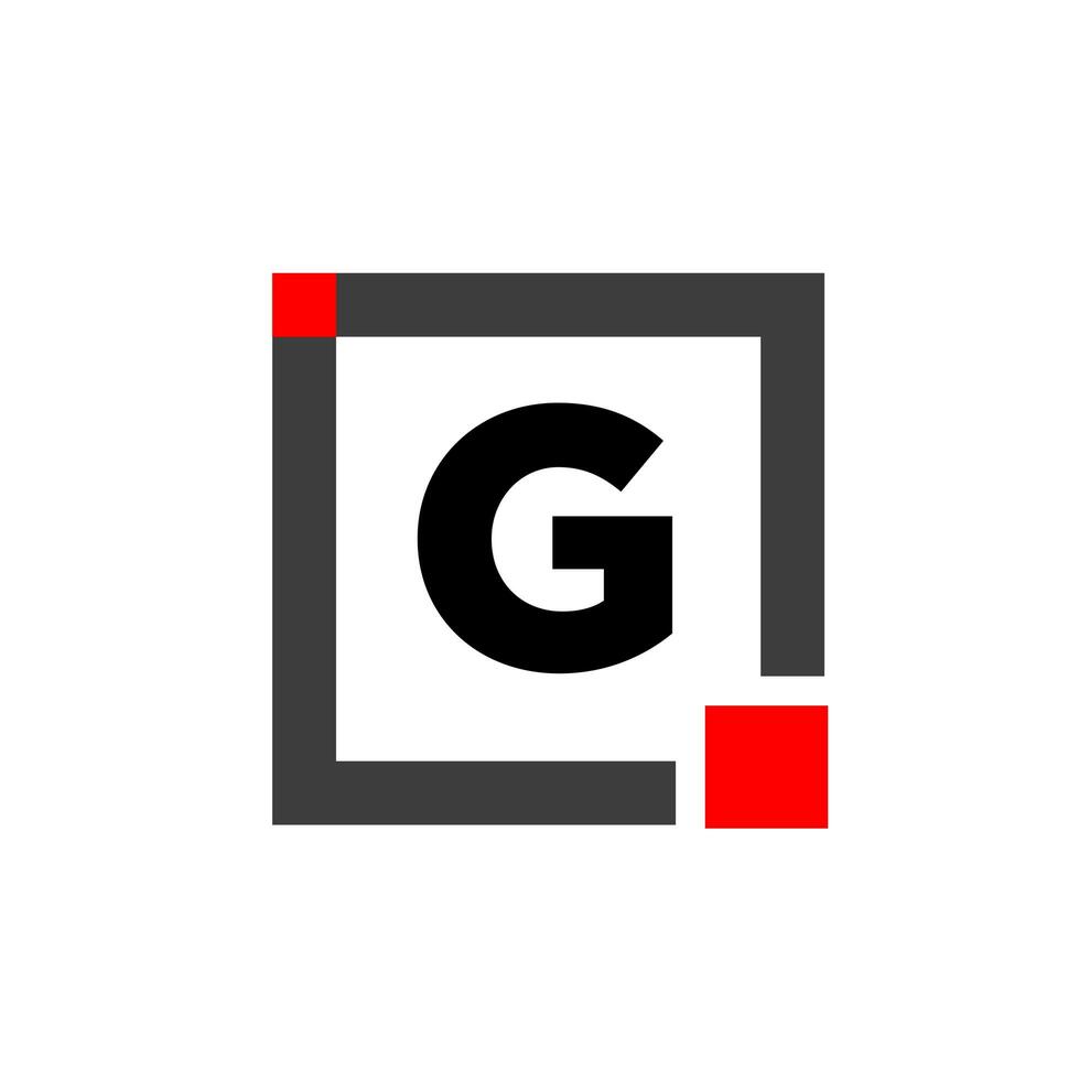 g företag namn med fyrkant ikon. g röd fyrkant monogram. foto