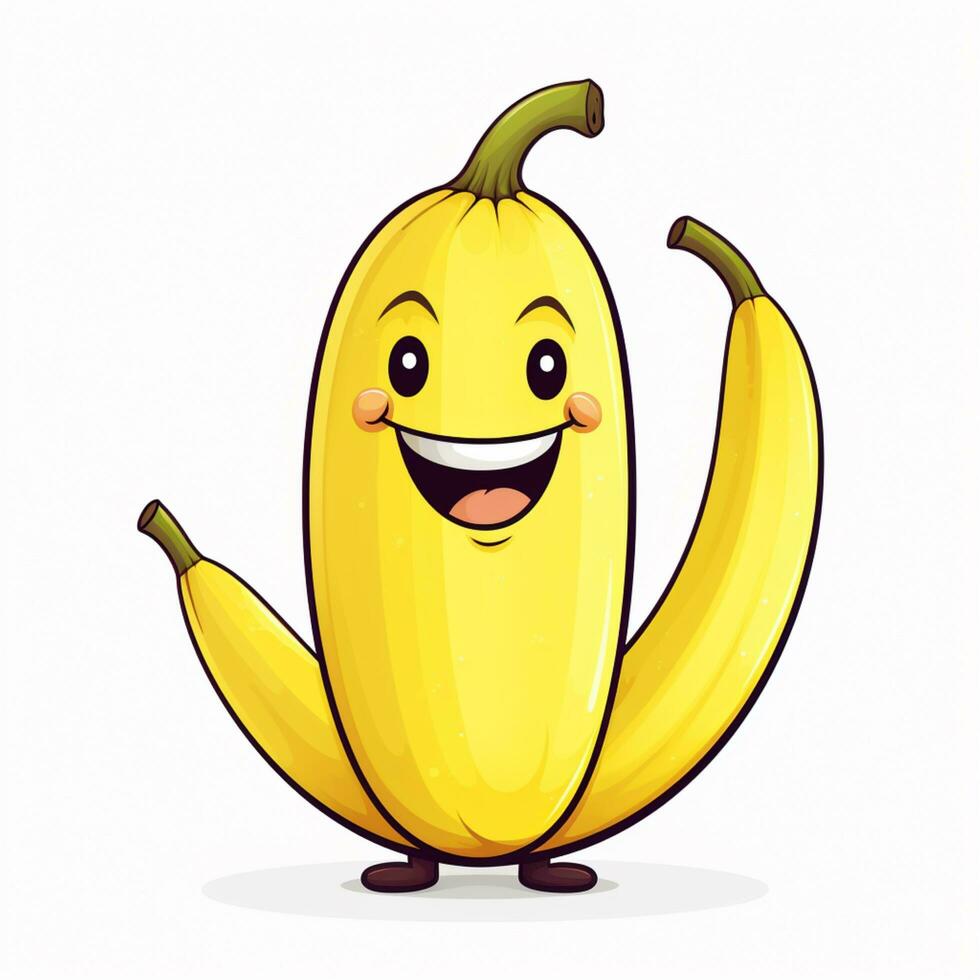 leende banan tecknad serie design på vit bakgrund foto