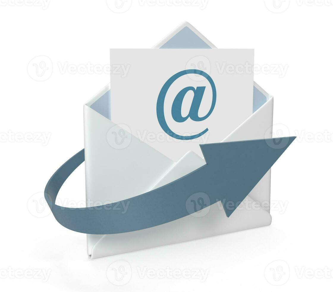 e-post begrepp med kuvert och pil foto