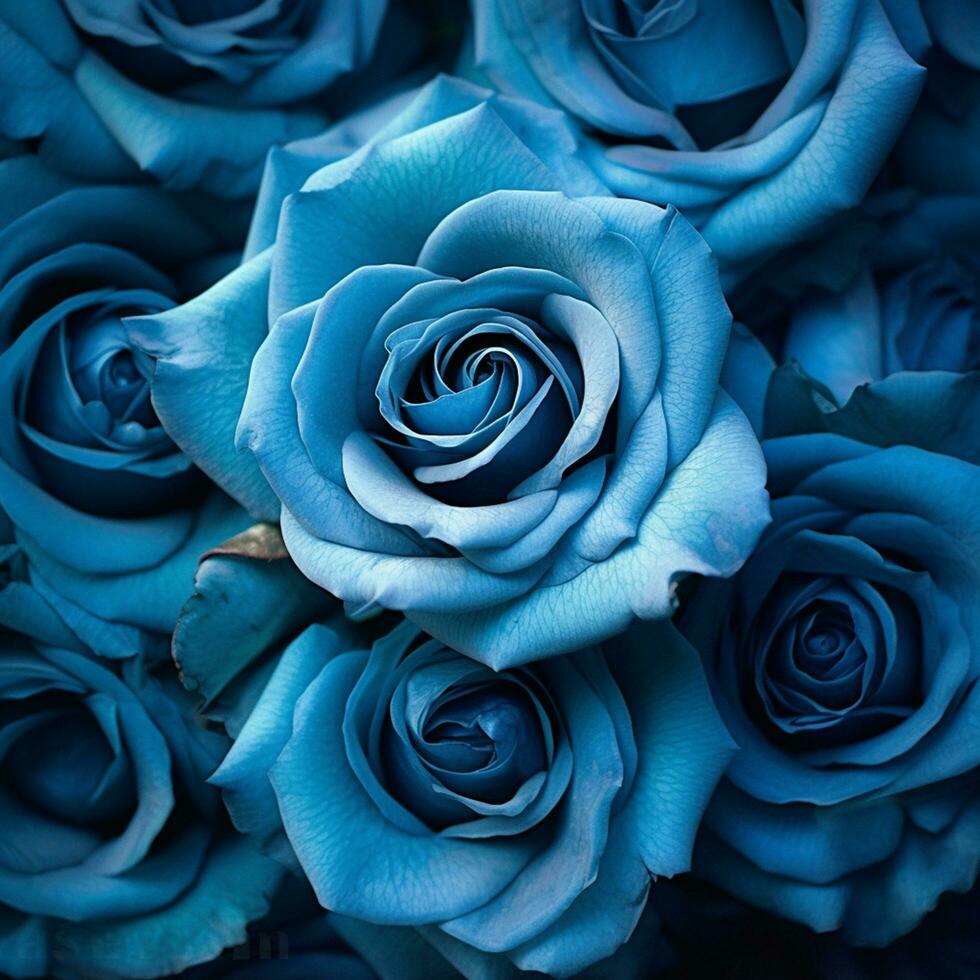 en fängslande visa av underbar blå reste sig blommar - ai genererad foto