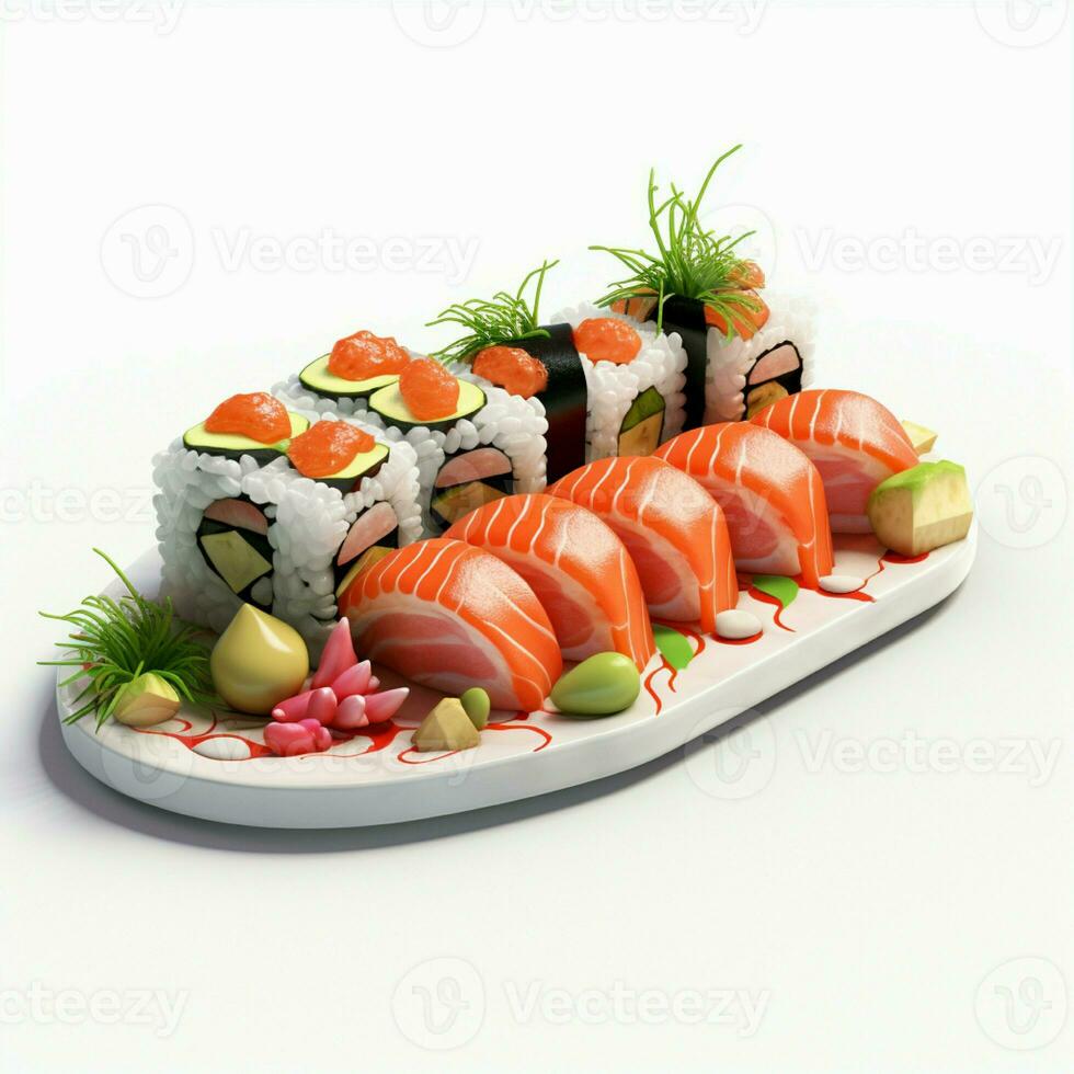 ai generativ hög kvalitet 3d stil design av sushi foto