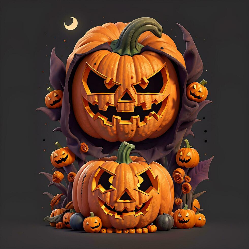 halloween bakgrund pumpa skrämmande t skjorta design, ai genererad foto