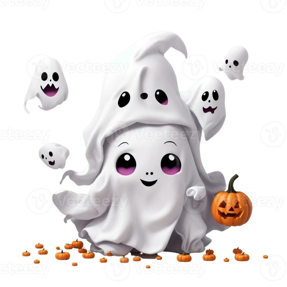 vit spöke på en ljus bakgrund söt grafik för halloween foto