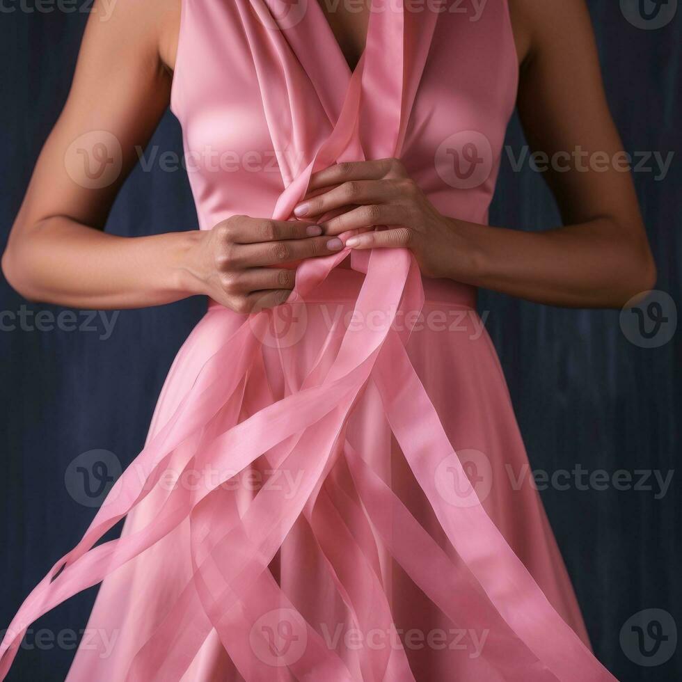 rosa band och ha på sig för Stöd människor liv. bröst cancer månad. foto