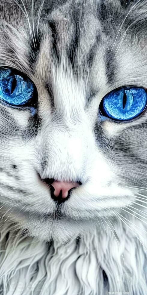 närbild av katt med blå ögon foto