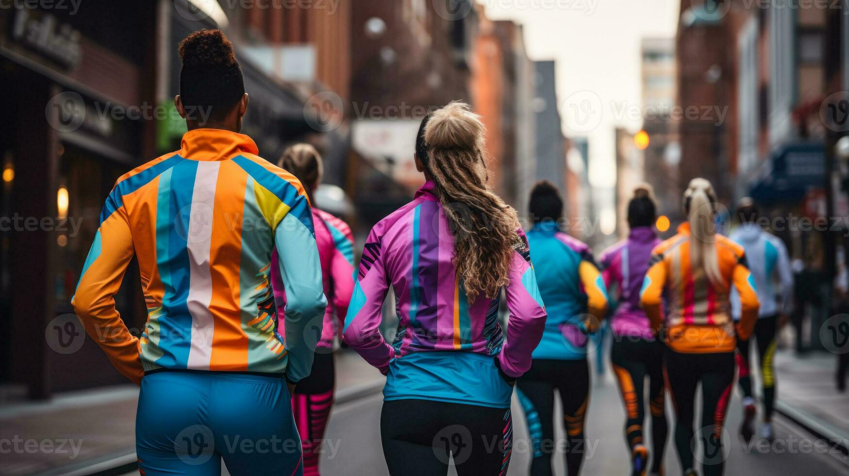 stad välgörenhet springa sport människor tillbaka se generativ ai foto