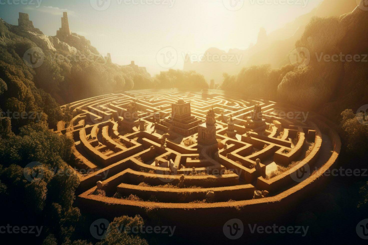 mystisk labyrint. generera ai foto