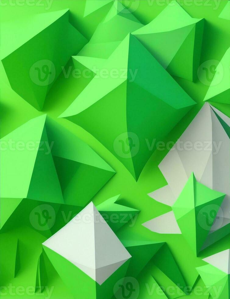 grön bakgrund papper, låg poly stil illustration foto