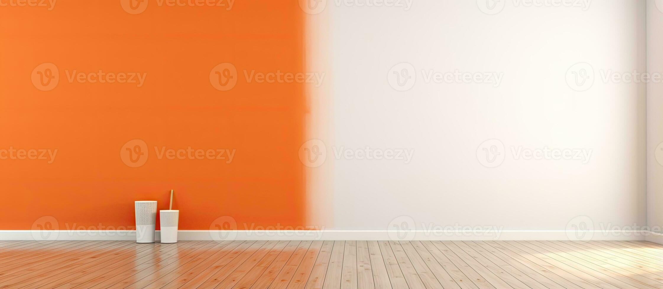 minimalistisk interiör design med målad vägg trä- golv tömma rum illustration foto