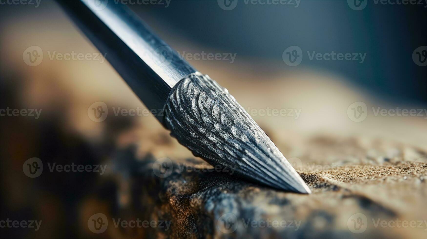 närbild av en nagel i trä en metall och trä kontrast som visar de använda sig av och fungera av en nagel ai generativ foto