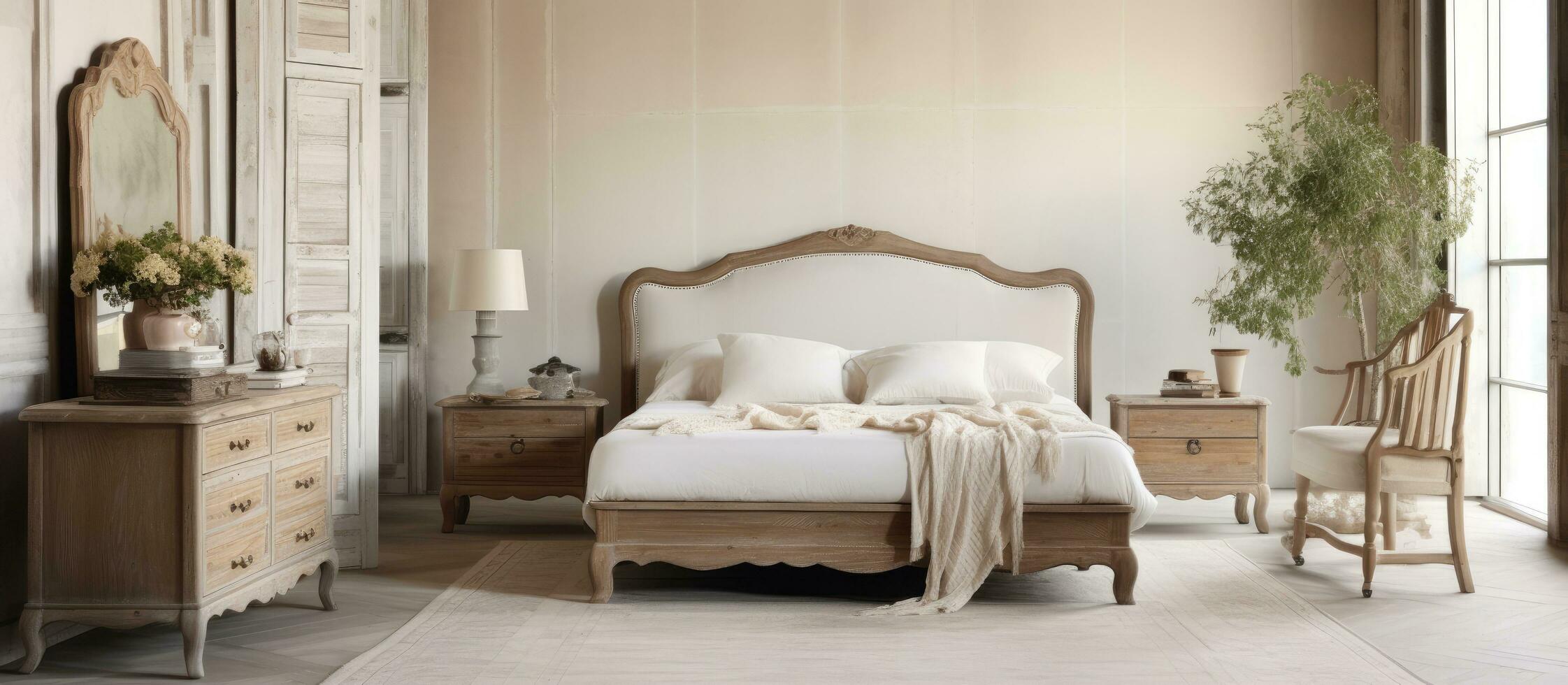 tidlös årgång sovrum möbel för en klassisk interiör foto