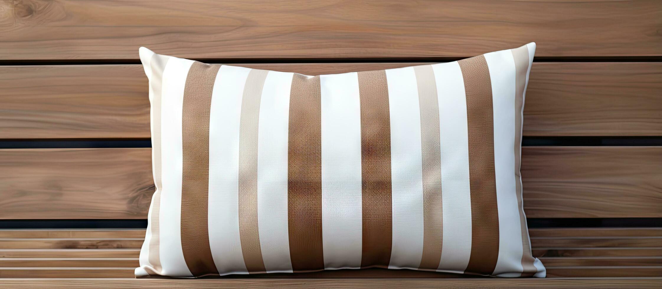naturlig tyg dekorativ kudde med rand mönster foto