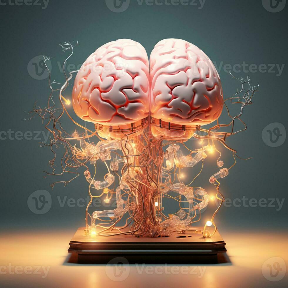 en digital mänsklig hjärna modell trogen tech utveckling, mänsklig design, de artificiell intelligens, smart sinne, ai generativ foto