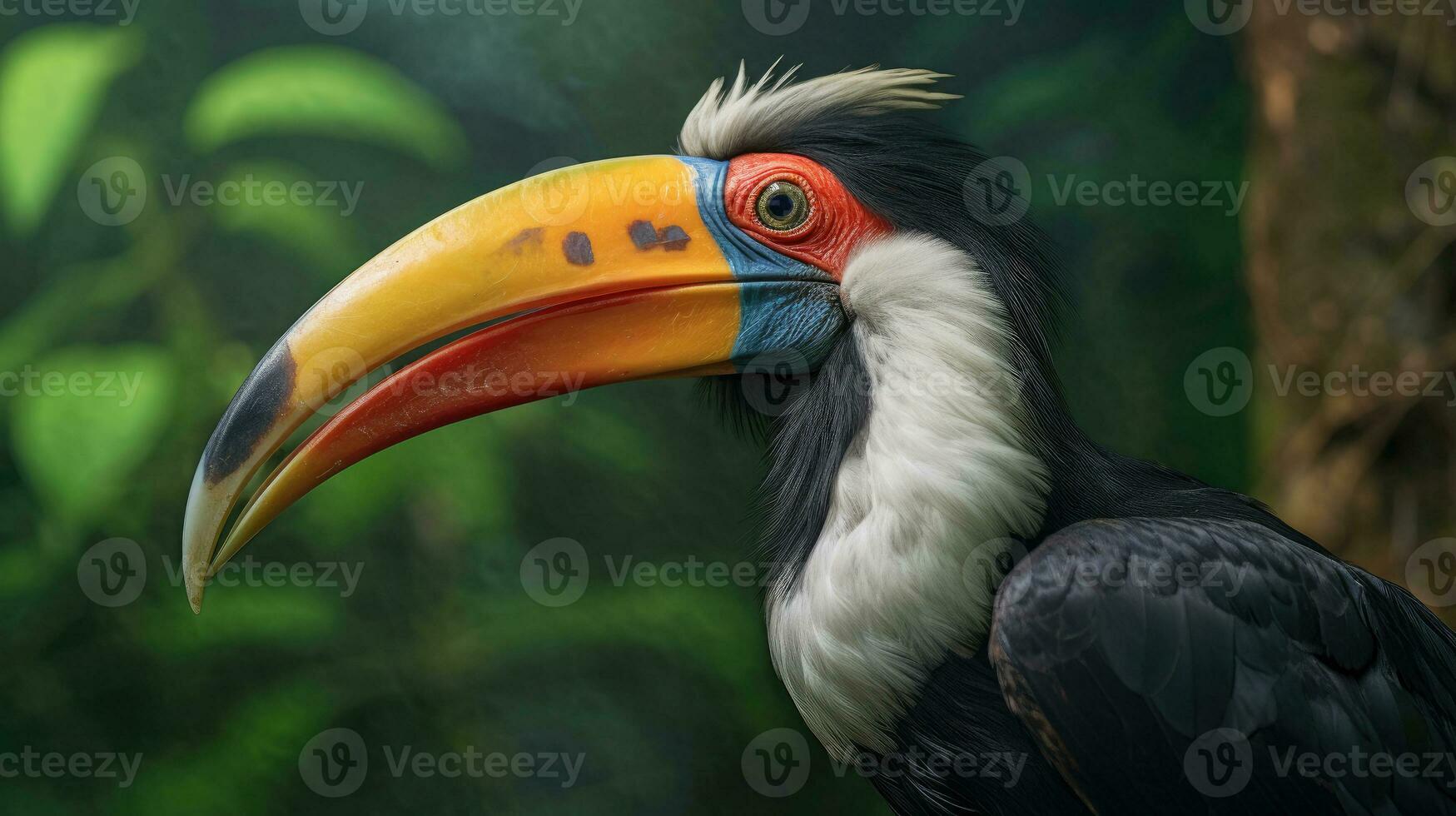 en bra näshornsfågel, också känd som de bra indisk hornbill eller bra pied näshornsfågel, är ett av de större medlemmar av de hornbill familj. generativ ai foto