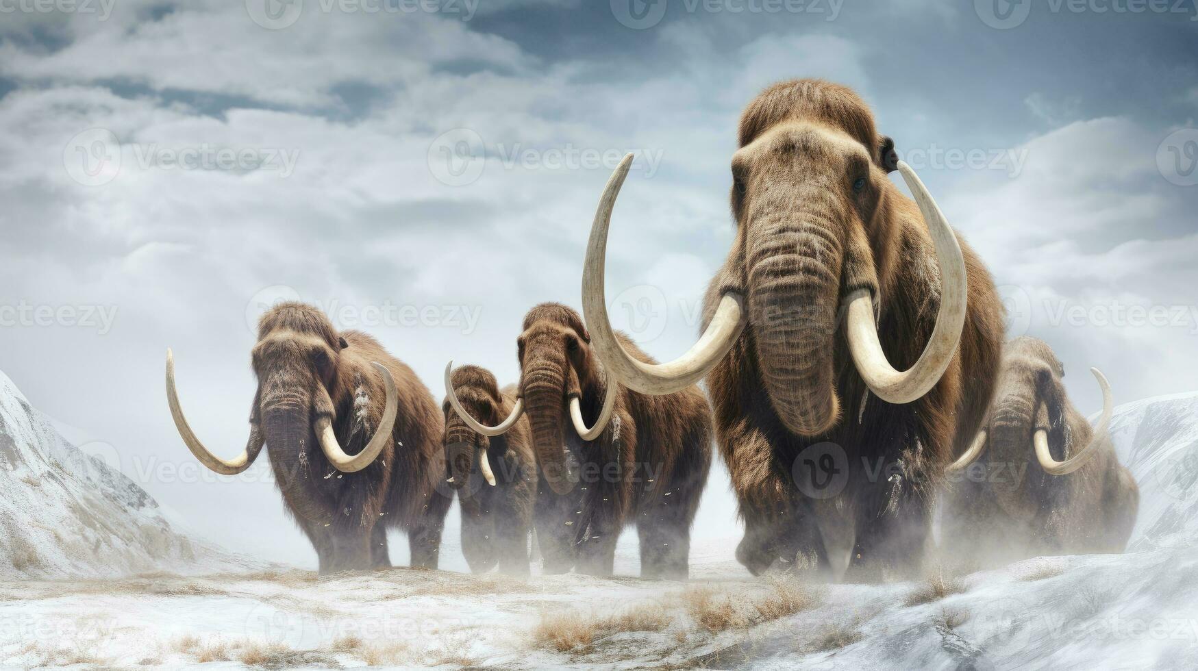 förhistorisk mammuter i is ålder. elefant mammut. generativ ai foto