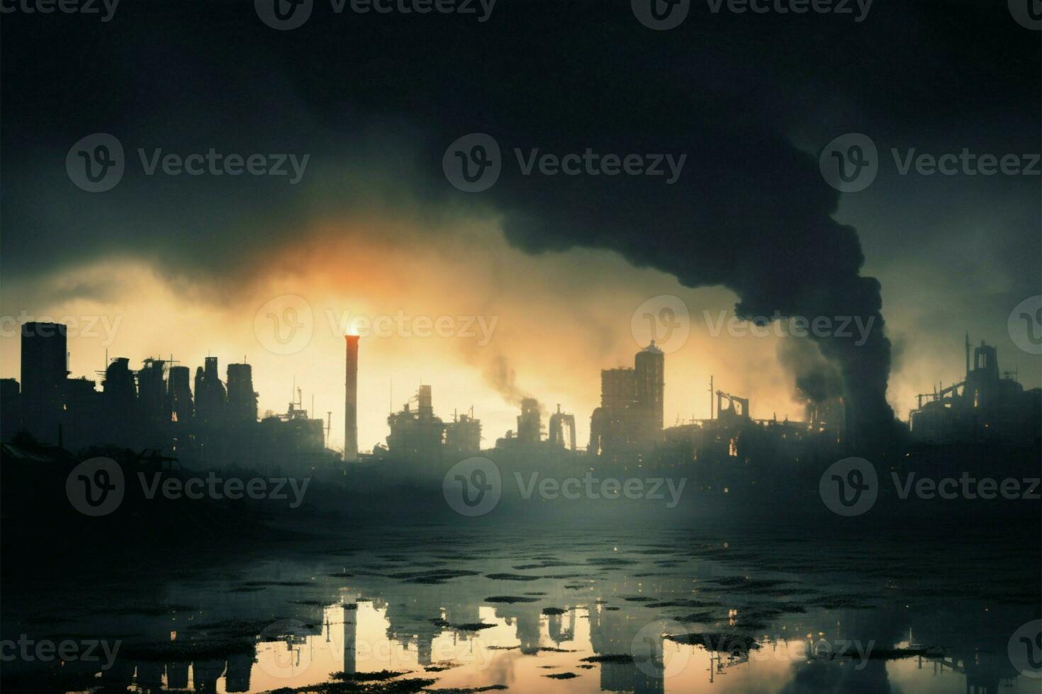 städer atmosfär fördärvad förbi industriell fabriker toxisk utsläpp ai genererad foto