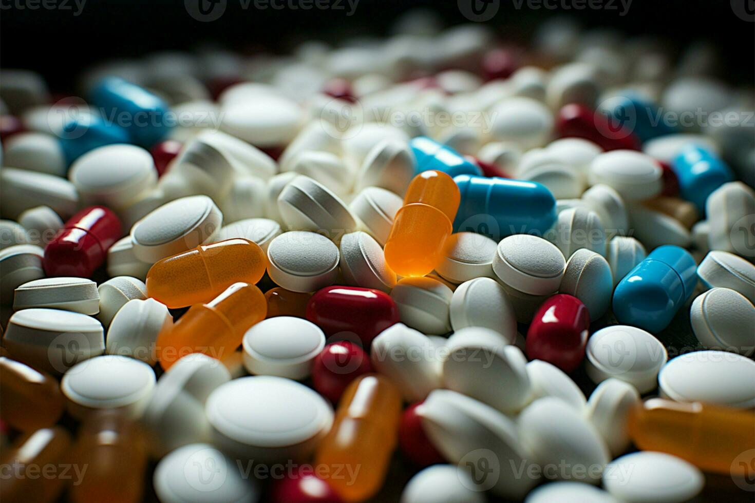 vit medicin tabletter och antibiotikum biljard, en apotek tema visuell glädje ai genererad foto
