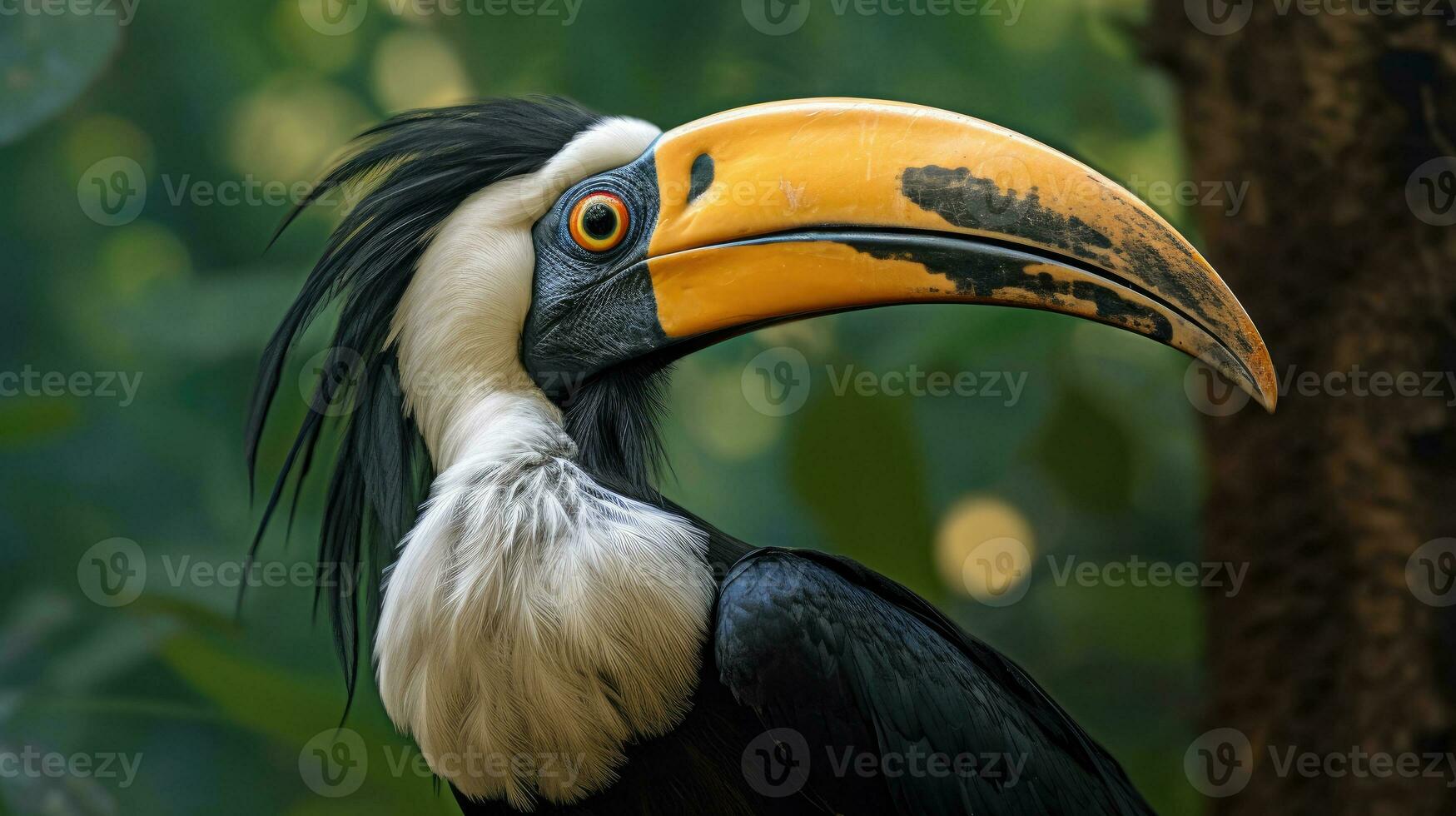 en bra näshornsfågel, också känd som de bra indisk hornbill eller bra pied näshornsfågel, är ett av de större medlemmar av de hornbill familj. generativ ai foto