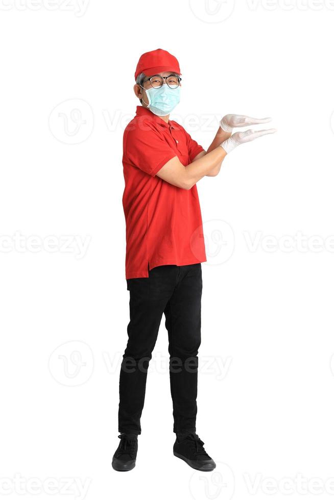 asiatisk budbärare med mask foto