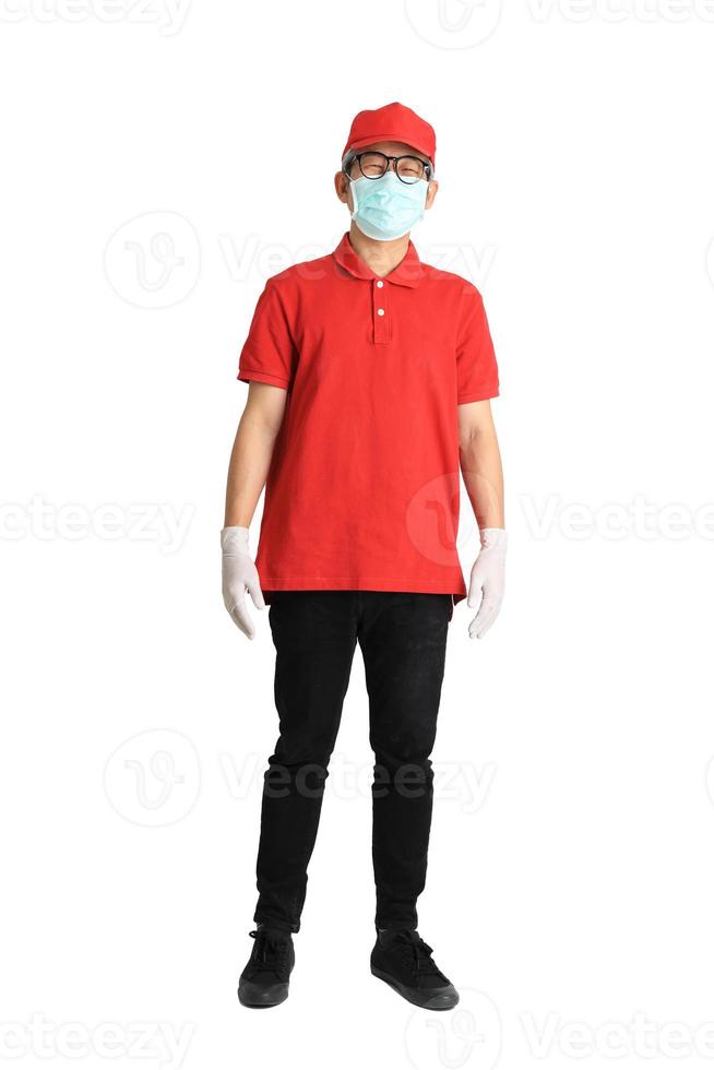 asiatisk budbärare med mask foto