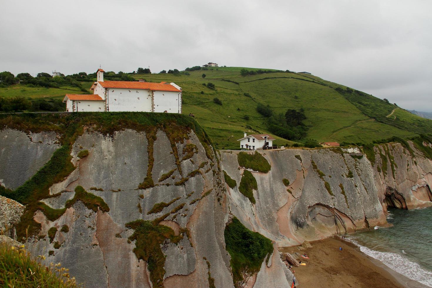 redaktionellt bruk, draksten, Itzurun Beach, Santa Telma Chapel, Zumaia, Baskien, Atlanten, Spanien foto