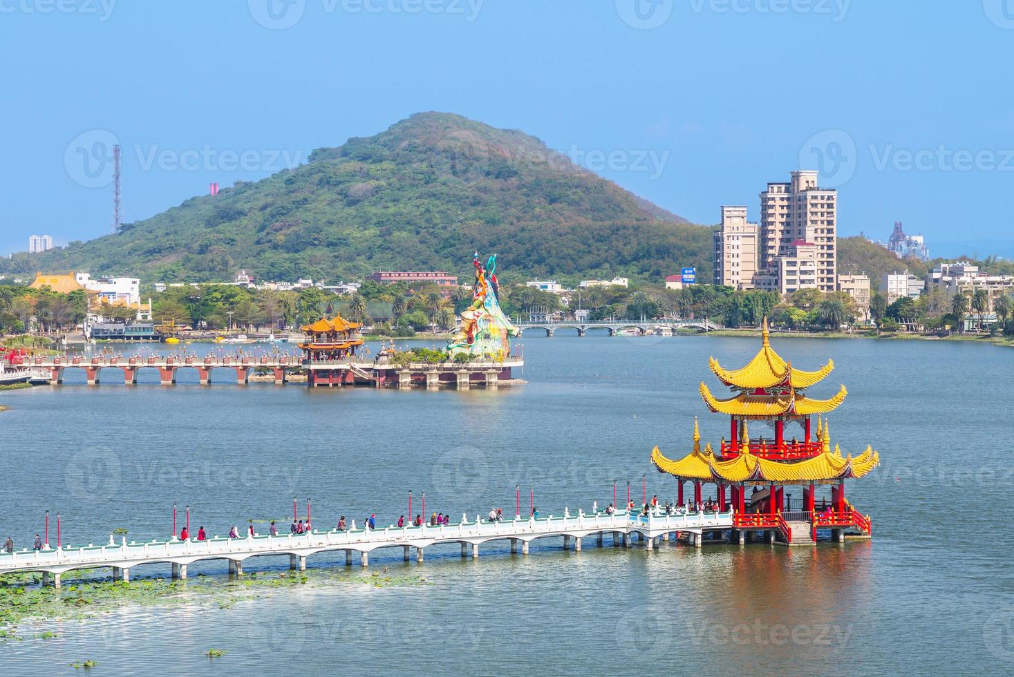 landskap av lotusdamm i Kaohsiung, Taiwan foto